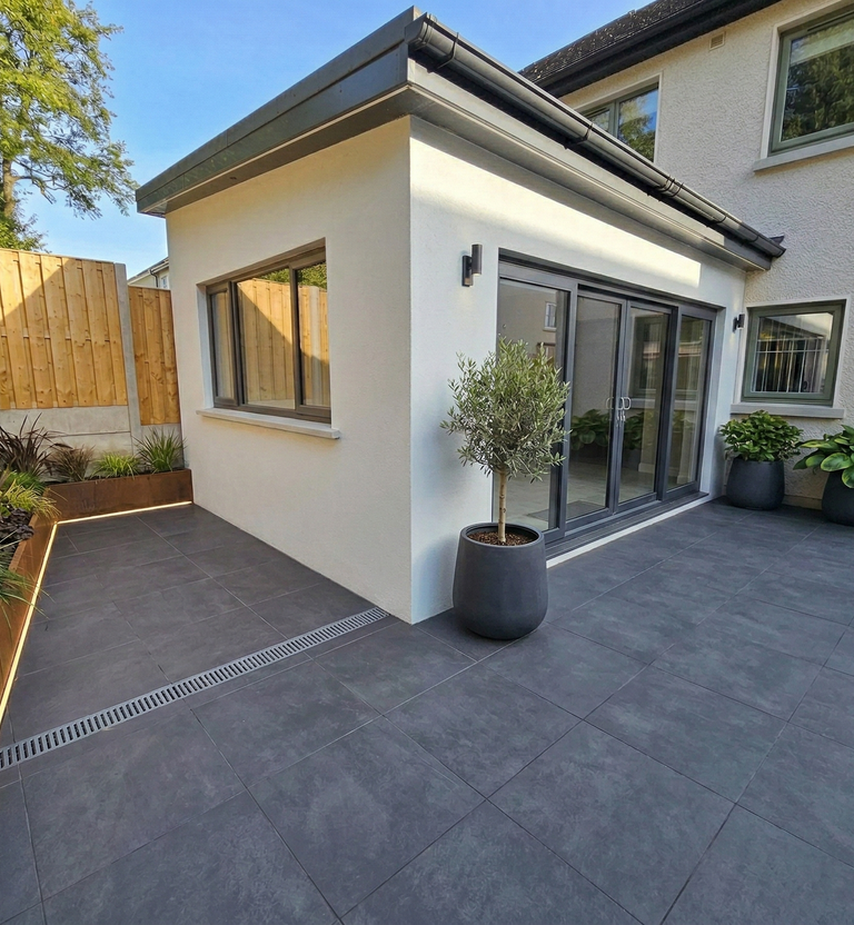 Steel frame house extension with modern design